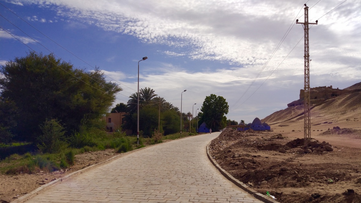 A road in west bank in Aswan Egypt. 