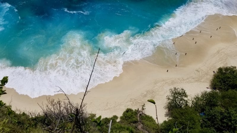 Aerial view of Kelingking beach