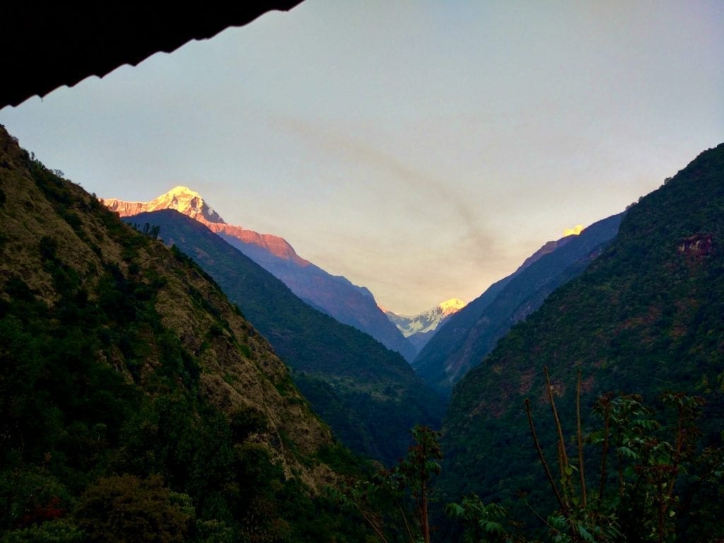 Mountains from window in Nepal