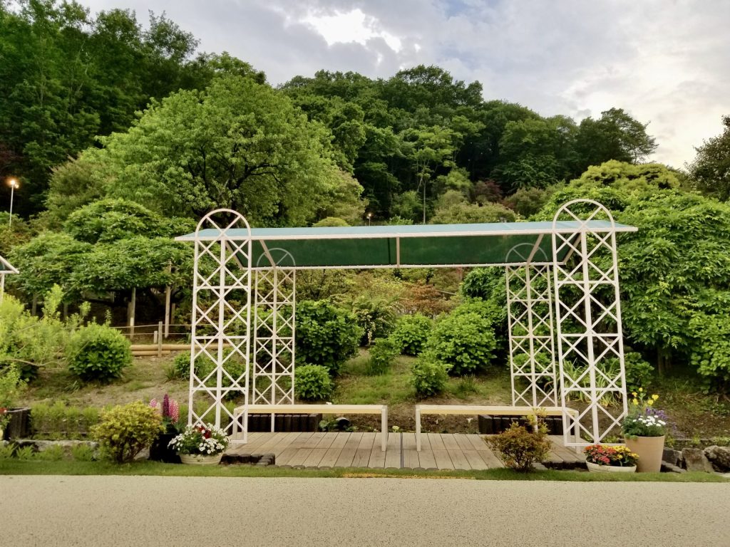 Resting bench inside Ashikaga Flower Park Japan