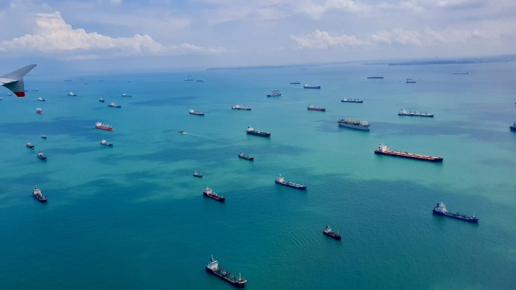 Singapore has a port and it remains very busy all the time.