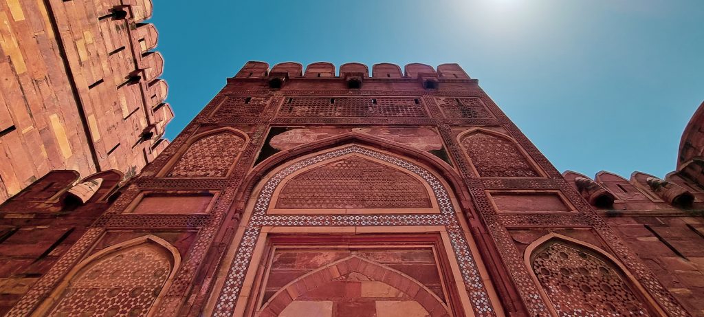 Sandstone wall of Agra Fort