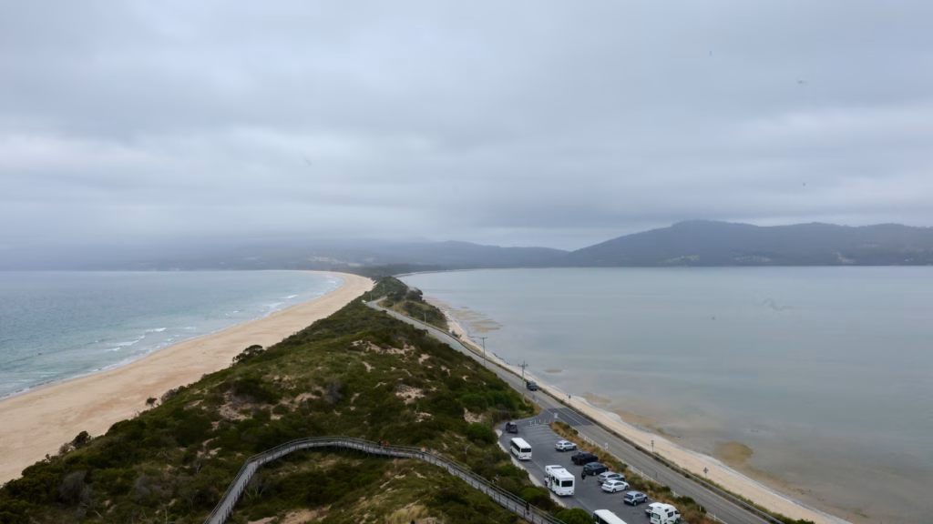 View from The Neck lookout on a Bruny Island day trip from Hobart, Tasmania