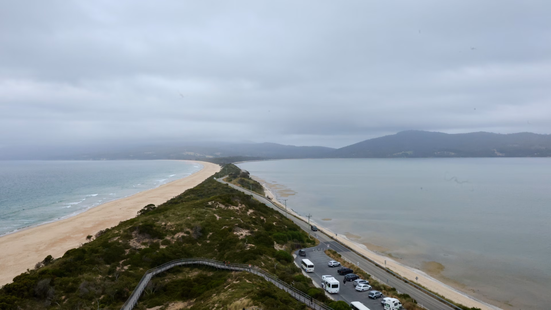 View from The Neck lookout on a Bruny Island day trip from Hobart, Tasmania