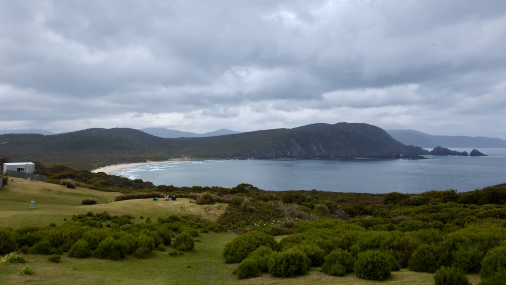 Bay and keeper's cottage on the approach to Cape Bruny Lighthouse