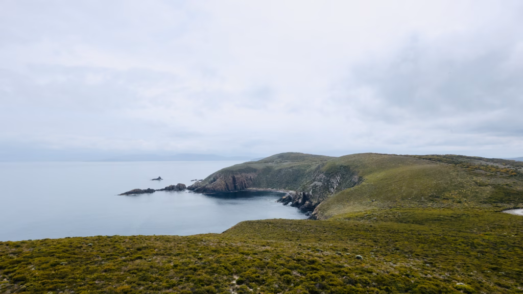 Coastal view from the top of Cape Bruny Lighthouse, Bruny Island