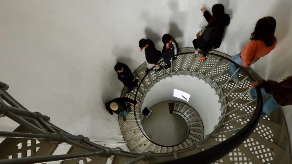 Spiral staircase inside Cape Bruny Lighthouse on a Bruny Island day trip