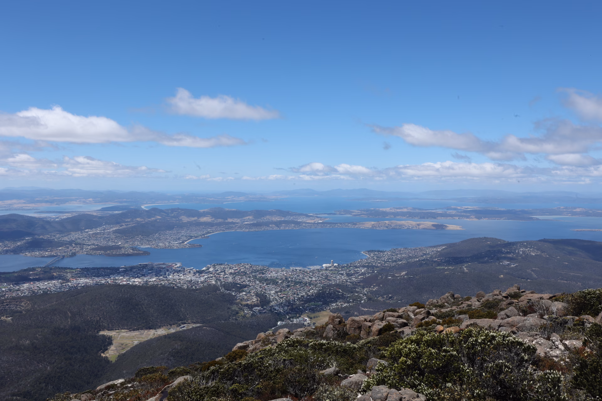 View of Hobart and the Derwent from the kunanyi / Mount Wellington summit