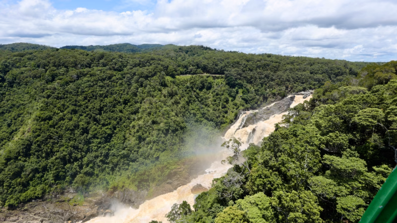 Rainbow in the mist at Barron Falls seen from Skyrail lookout