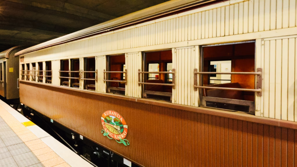 Kuranda Scenic Railway carriage arriving at Cairns Central station