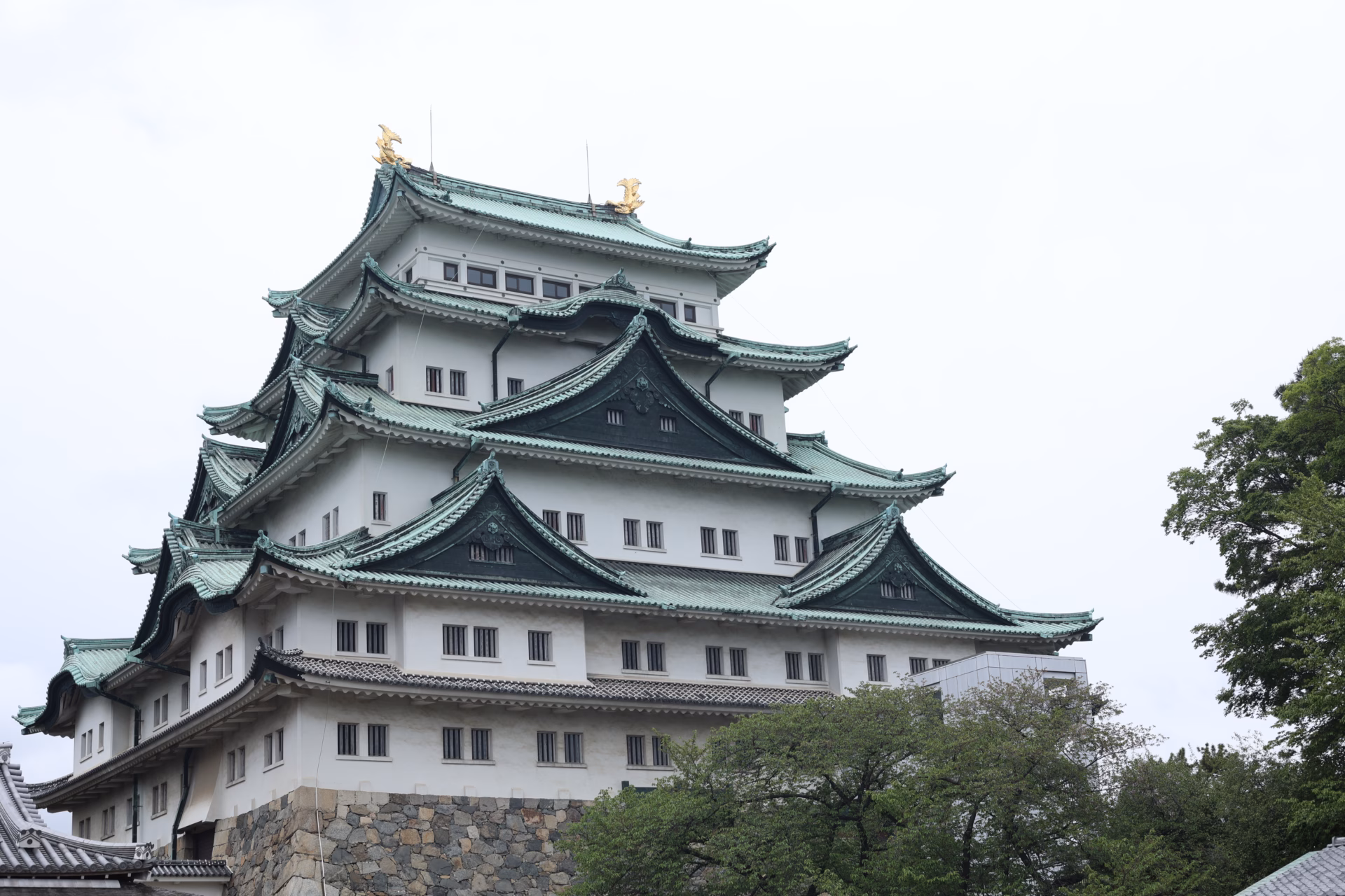 Nagoya Castle main keep with golden shachihoko ornaments