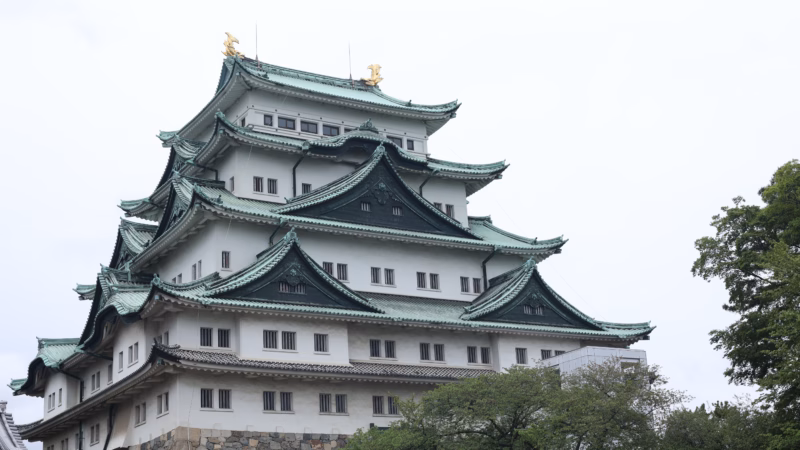 Nagoya Castle main keep with golden shachihoko ornaments
