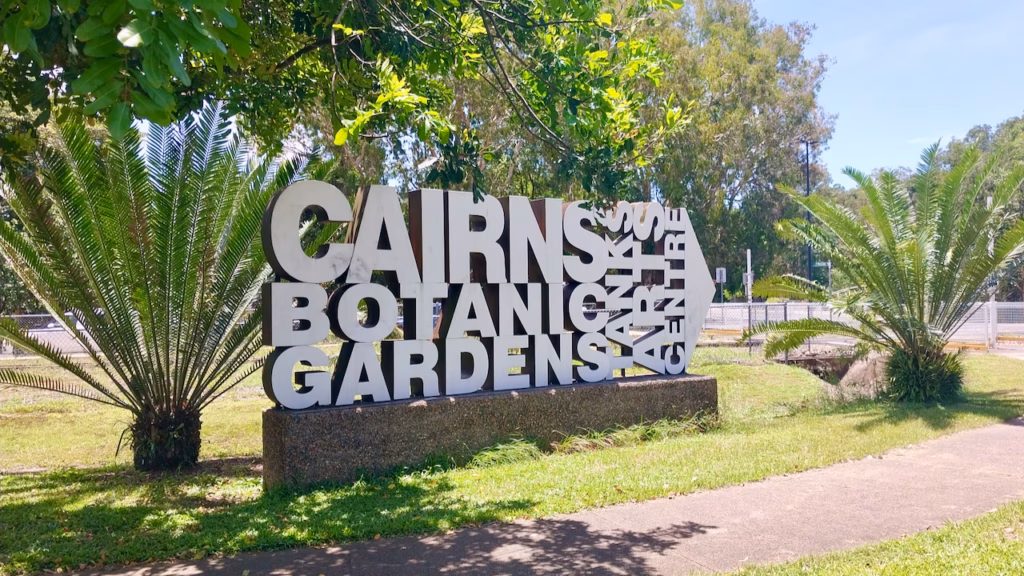 Cairns Botanic Gardens and Tank's Arts Centre entrance sign