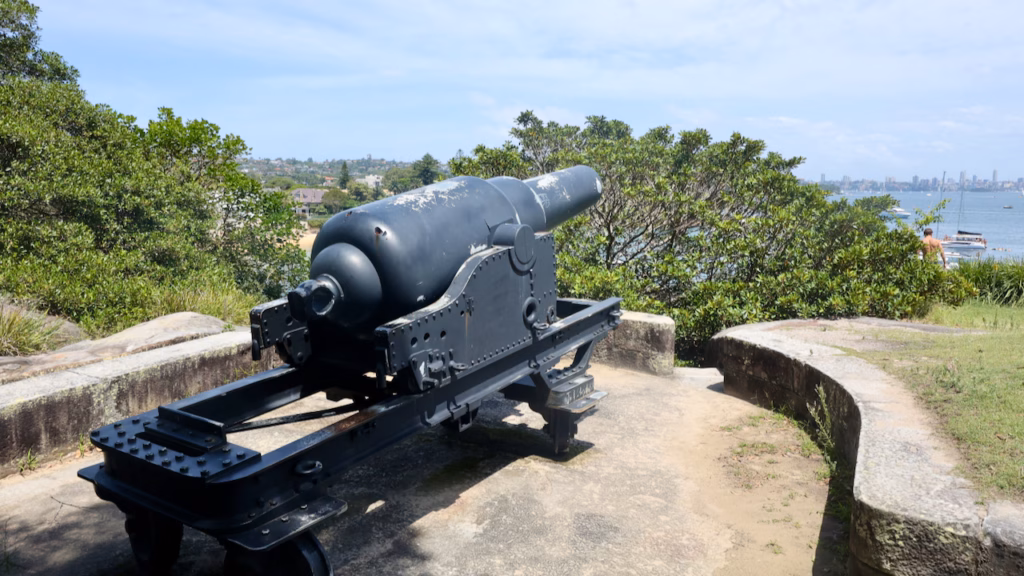 Historic cannon and gun emplacement beside the South Head Heritage Trail, Watsons Bay