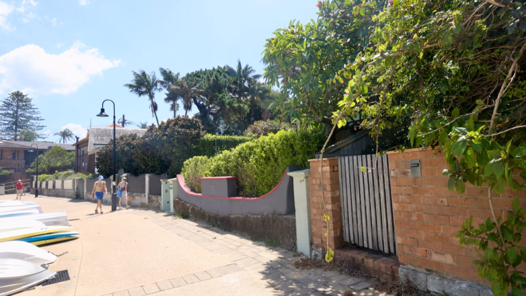 Narrow laneway near the boat storage area in Watsons Bay, on the walk from the ferry wharf to Camp Cove