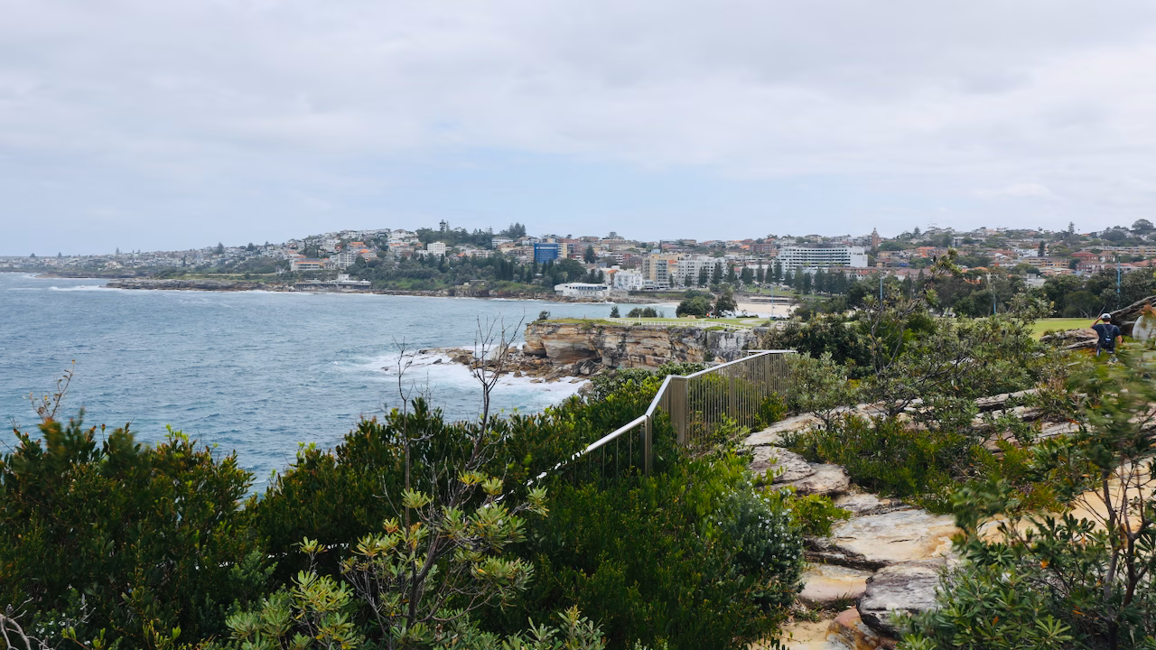 View over Coogee from the scrub-covered headland at Dunningham Reserve